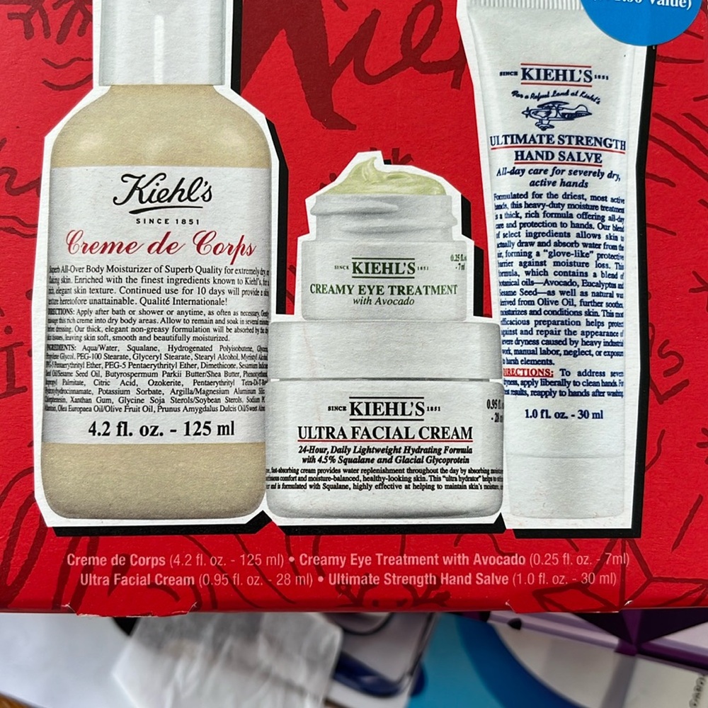 Kiehls mighty Moisture Essentials hand/face/eye/body lotion set travel sealed